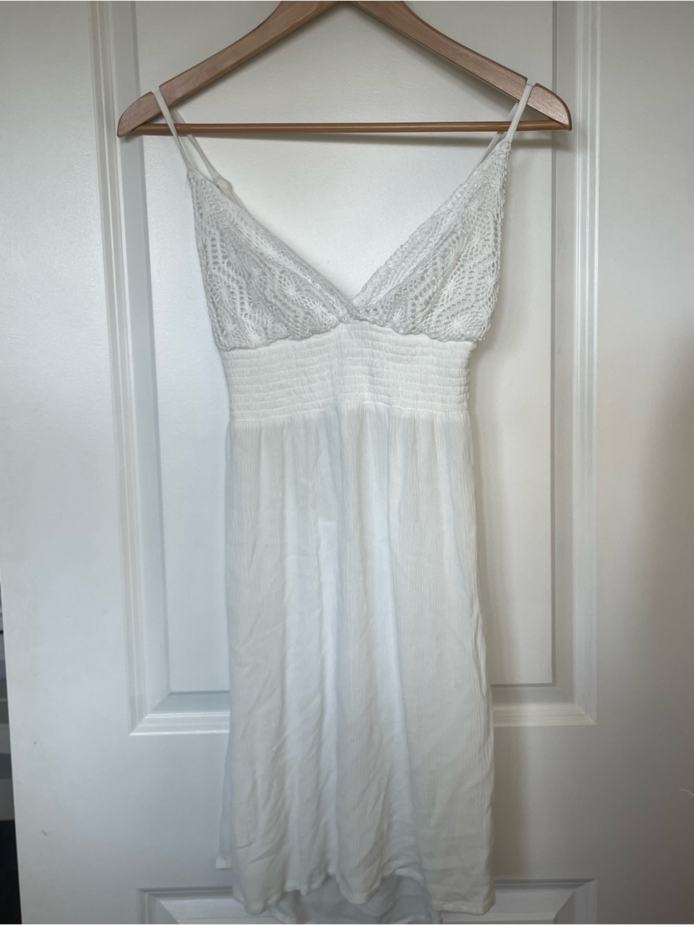 White Crochet Bodice Spaghetti Strap Sundress